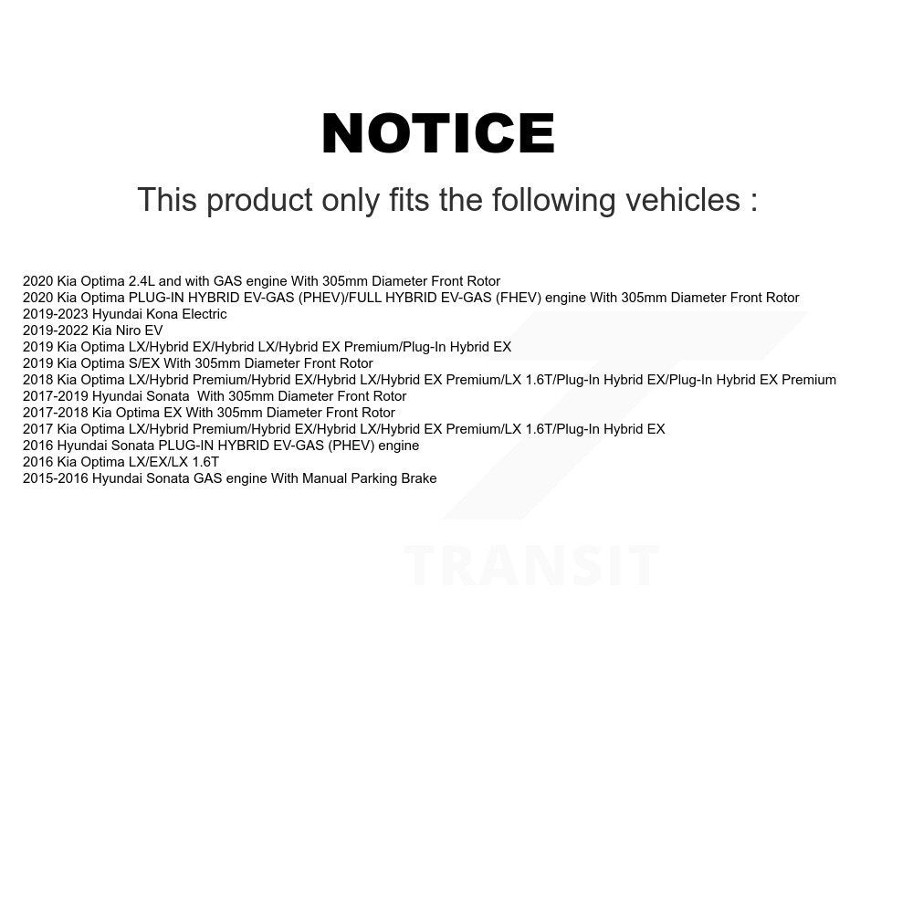 Front Drill Slot Brake Rotors Ceramic Pad Kit For Hyundai Sonata Kona Electric Kia Optima KDA-100319