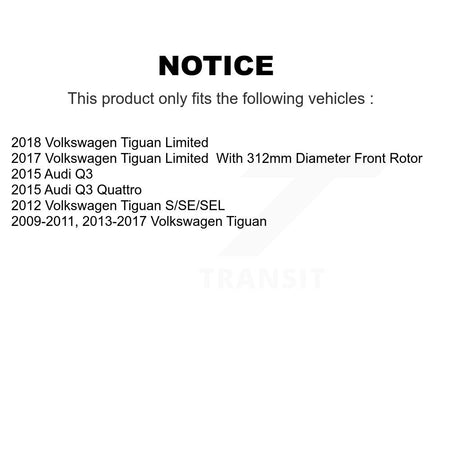 Front Semi-Metallic Rear Ceramic Pad Drill Slot Brake Rotors Kit For Volkswagen Tiguan Q3 KDA-101408
