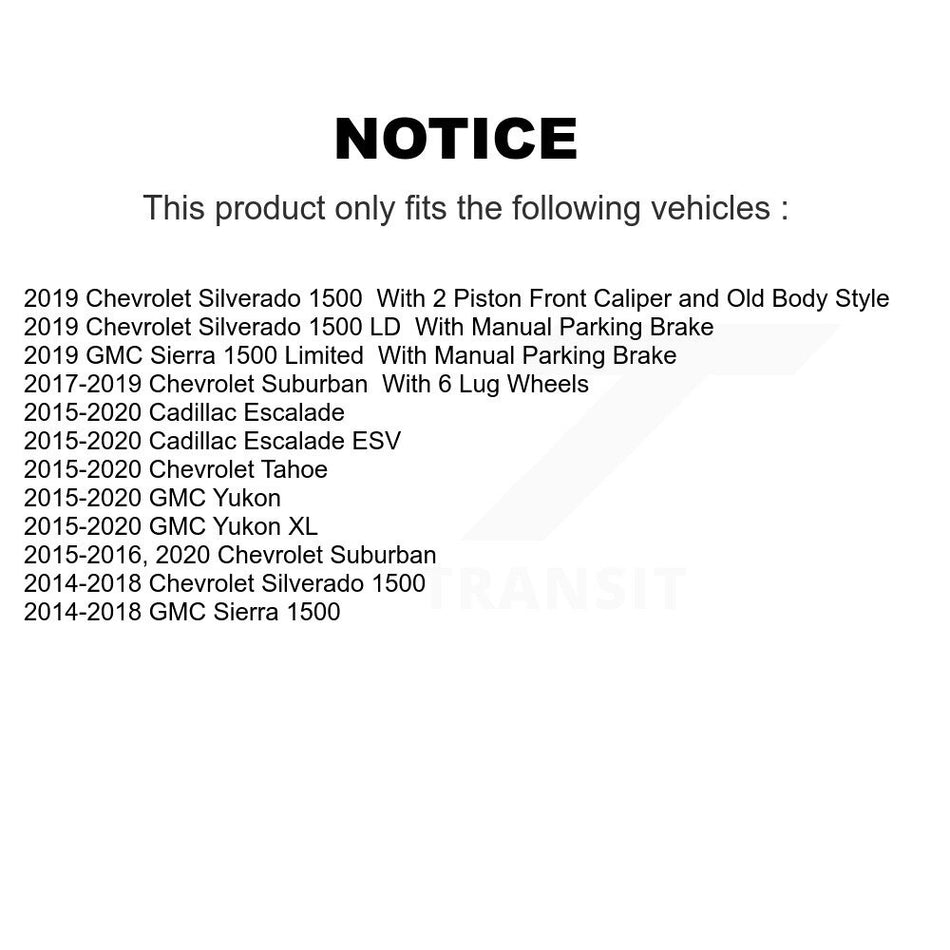 Rear Drill Slot Brake Rotor Semi-Metallic Pad Kit For Chevrolet GMC Silverado 1500 Sierra KDA-101982