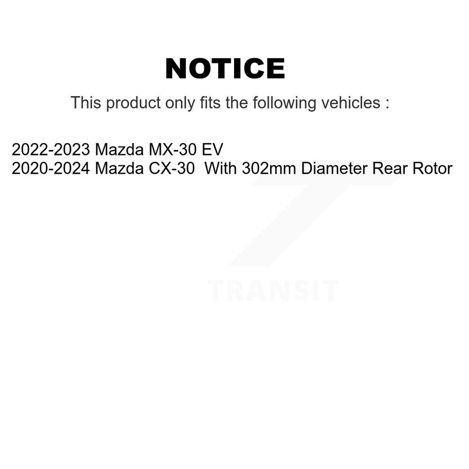 Rear Coated Drilled Slotted Disc Brake Rotor And Ceramic Pad Kit For Mazda CX-30 MX-30 EV KDA-102038