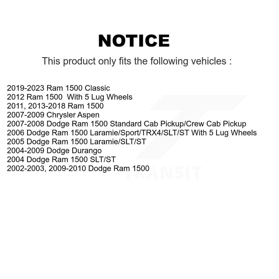 Rear Drill Slot Disc Brake Rotor Semi-Metallic Pad Kit For Ram 1500 Classic Dodge Durango KDA-102133