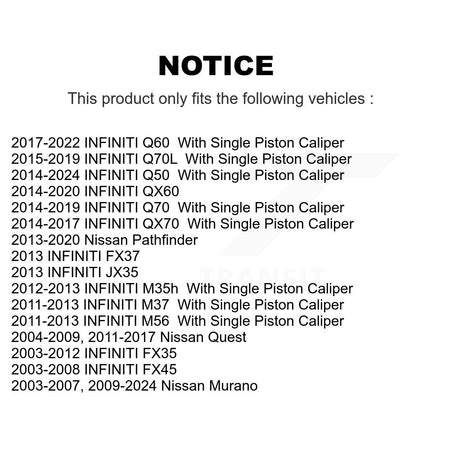 Rear Drilled Slot Brake Rotors Ceramic Pad Kit For Nissan Murano INFINITI Pathfinder QX60 KDA-102160