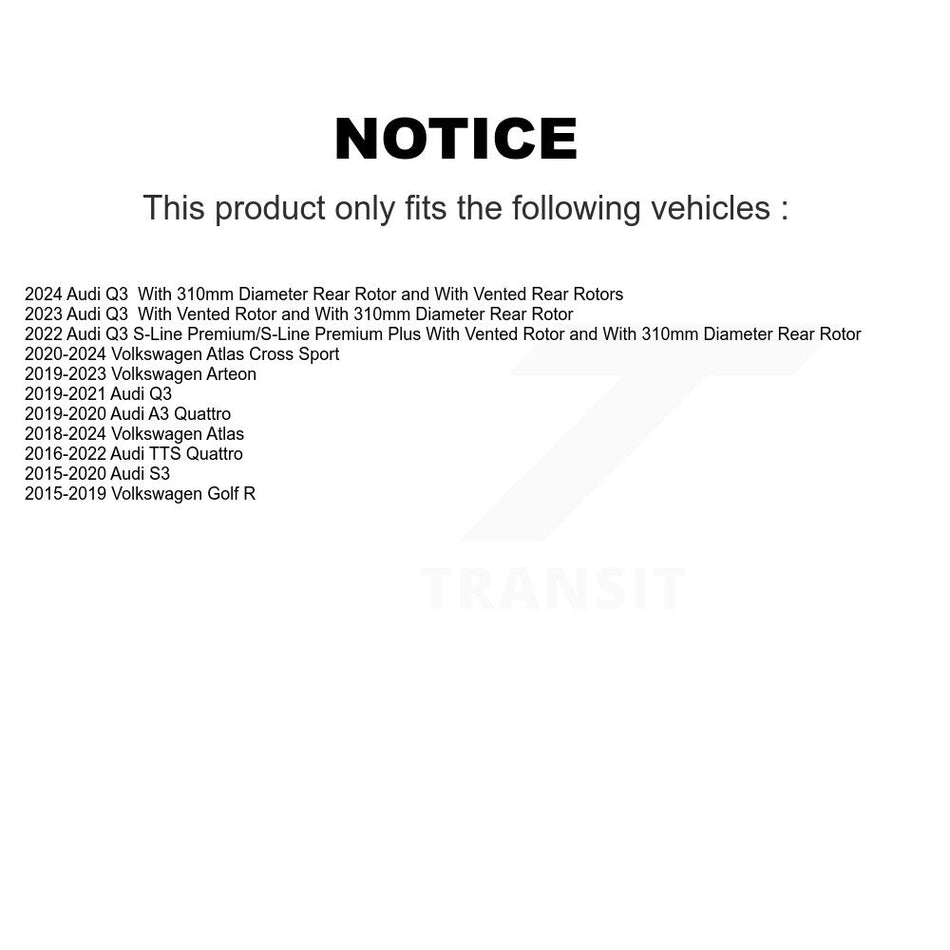 Rear Drill Slot Brake Rotor Ceramic Pad Kit For Volkswagen Atlas Audi Q3 Cross Sport Golf KDA-102203