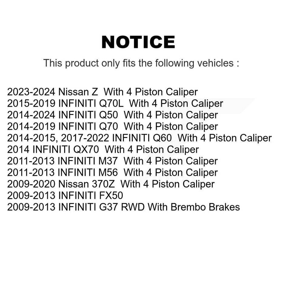 Front Drilled Slot Brake Rotor Ceramic Pad Kit For INFINITI Q50 G37 Nissan 370Z Q60 M37 Z KDA-102779