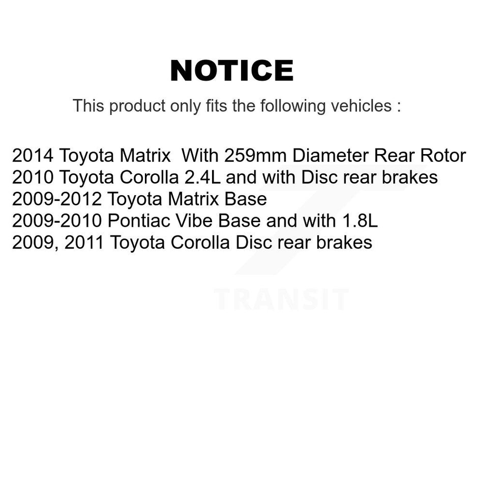 Rear Disc Drilled & Slotted Rotors Ceramic Pads Parking Shoes Kit For Toyota Matrix Vibe KDA-103539