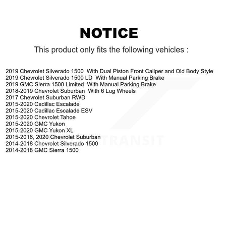 Rear Drill Slot Brake Rotor Ceramic Pad Kit For Chevrolet GMC Silverado 1500 Sierra Tahoe KDC-100898