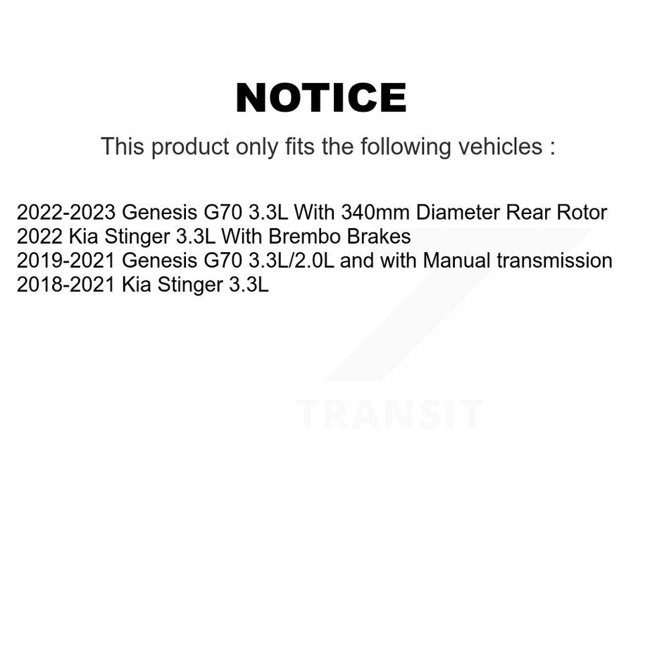 Rear Coated Drill Slot Disc Brake Rotor Semi-Metallic Pad Kit For Genesis G70 Kia Stinger KDF-101378