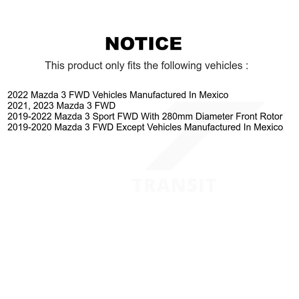 Front Rear Coated Drill Slot Disc Brake Rotor Semi-Metallic Pad Kit For Mazda 3 Sport FWD KDS-101125