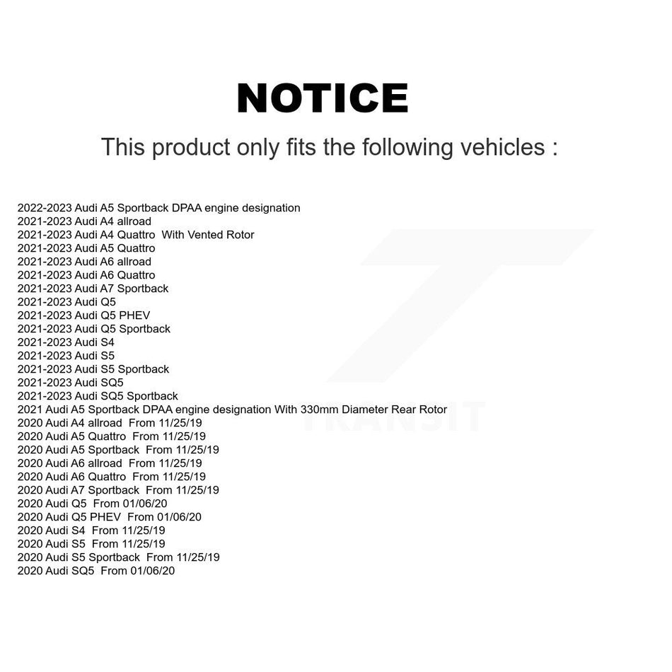 Rear Drill Slot Brake Rotor Ceramic Pad Kit For Audi Q5 Sportback A5 A4 Quattro S5 SQ5 S4 KDT-101424