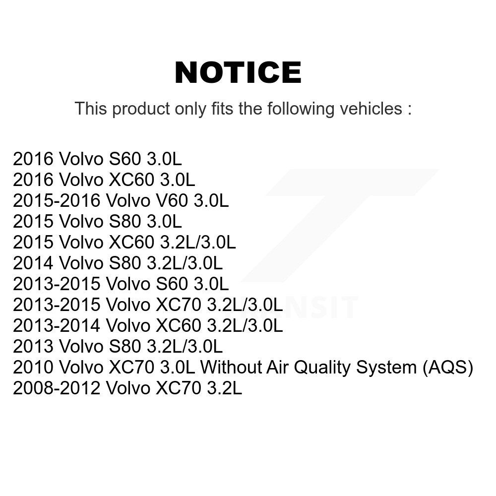 1x Air + 1x Cabin Filter (2 Total) Kit For Volvo XC70 XC60 S60 V60 S80 KFL-103124