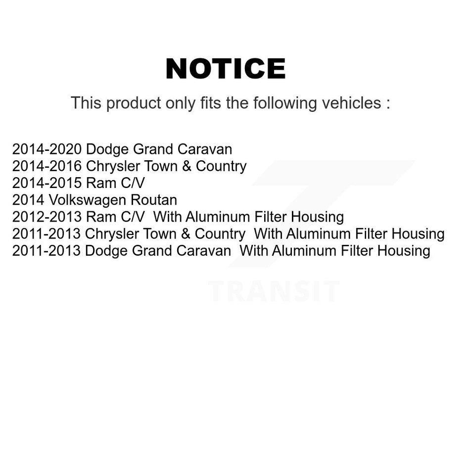 1x Air + 1x Cabin + 1x Engine Cartridge Oil Filter (3 Total) Kit For Dodge Grand Caravan KFM-100450
