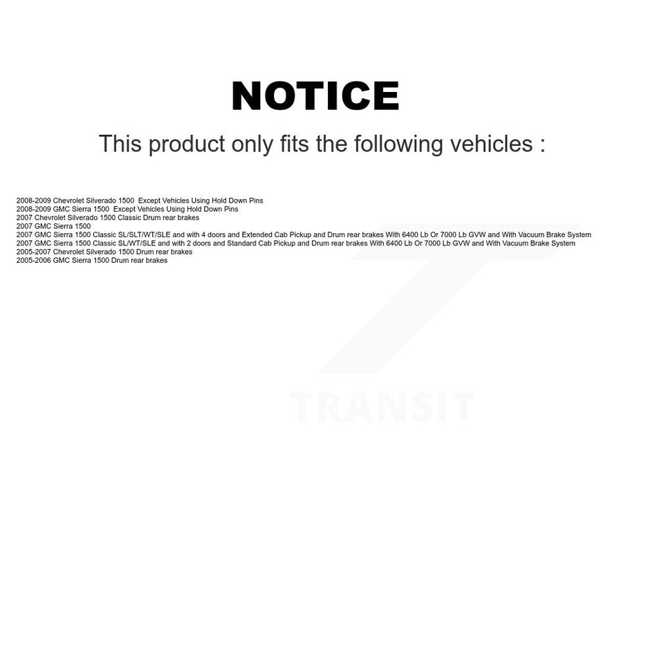 Front Rear Semi-Metallic Brake Pads And Drum Shoes Kit For Chevrolet Silverado 1500 GMC Sierra Classic KFN-100030