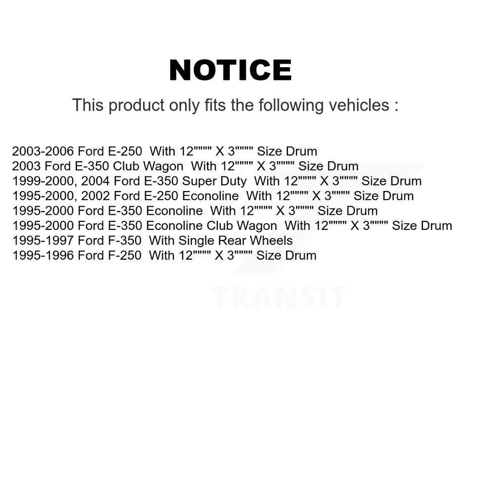 Front Rear Semi-Metallic Brake Pads And Drum Shoes Kit For Ford F-350 E-250 F-250 Econoline E-350 Club Wagon Super Duty KFN-100112