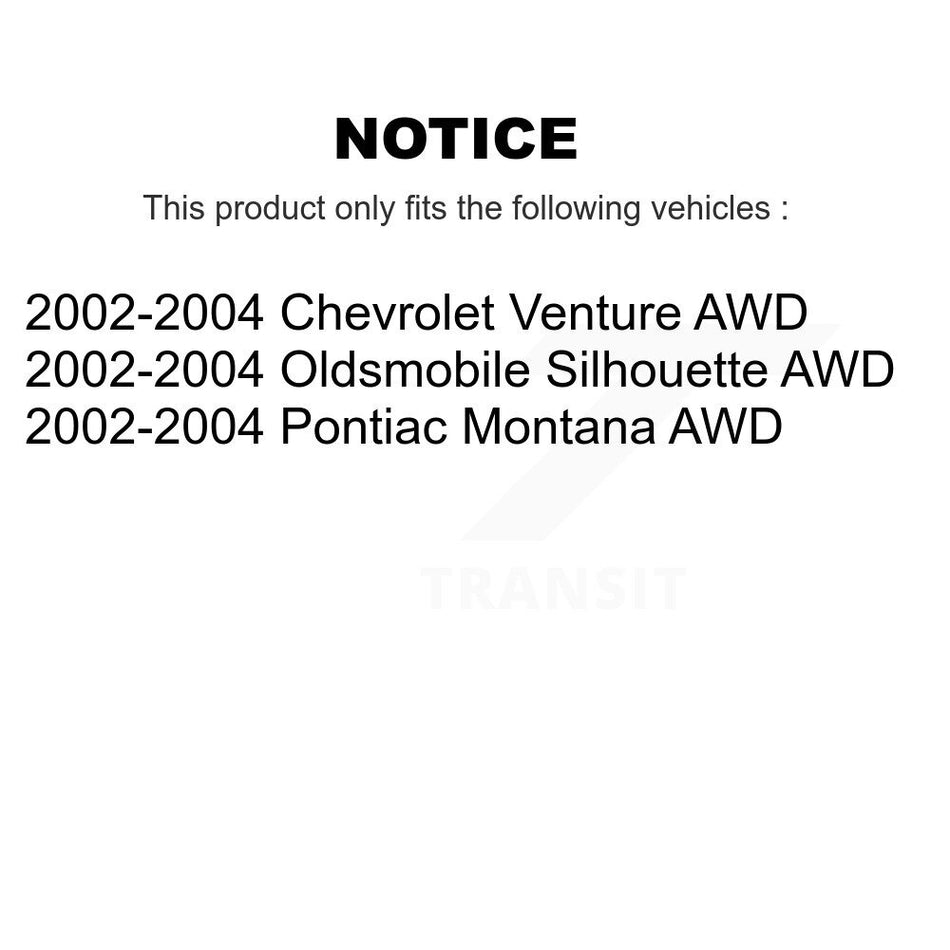 Front Rear Semi-Metallic Brake Pads And Drum Shoes Kit For 2002-2004 Chevrolet Venture Pontiac Montana Oldsmobile Silhouette AWD KFN-100158