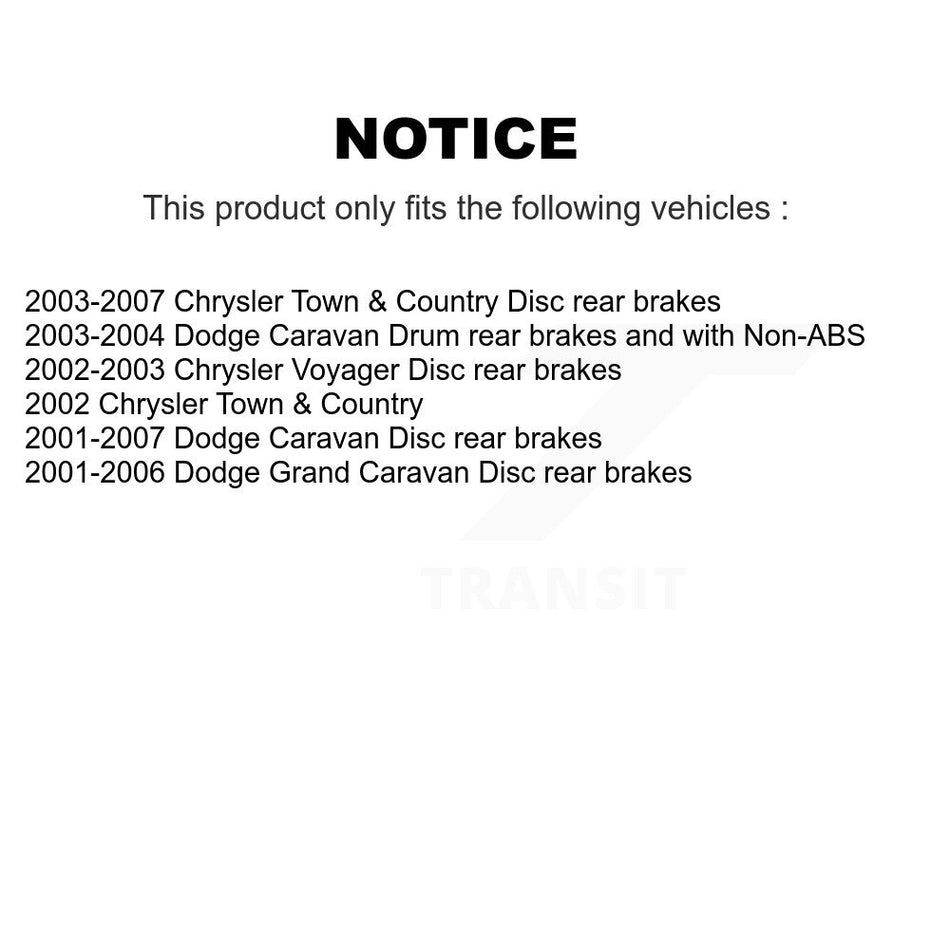 Front Rear Semi-Metallic Brake Pads And Drum Shoes Kit For Dodge Chrysler Town & Country Grand Caravan Voyager KFN-100164