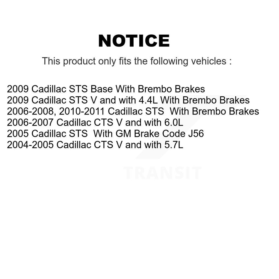 Front Rear Semi-Metallic Brake Pads And Parking Shoes Kit For Cadillac CTS STS KFN-100533