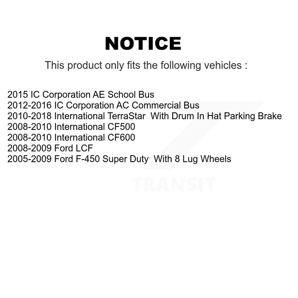 Front Rear Semi-Metallic Brake Pads And Parking Shoes Kit For Ford International TerraStar F-450 Super Duty KFN-100569