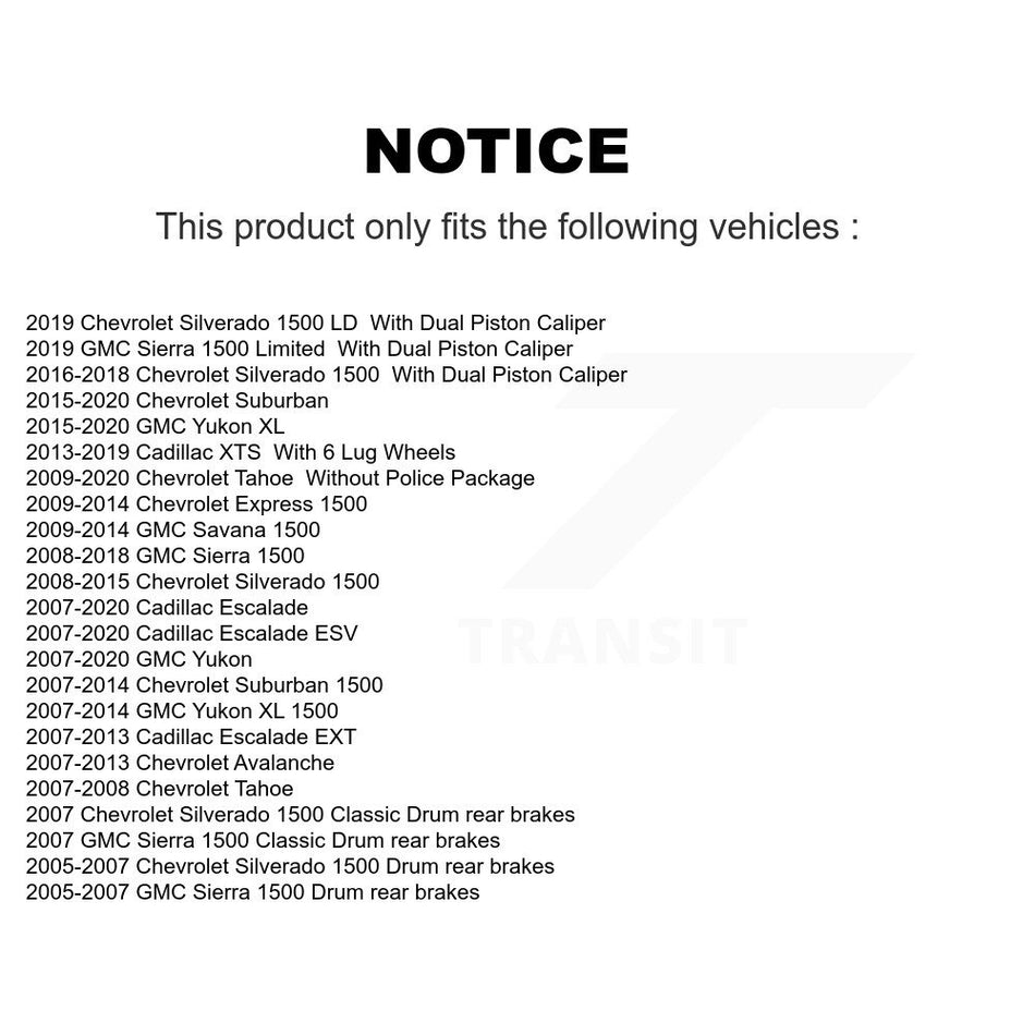 Front Coated Disc Brake Rotors Pair For Chevrolet Silverado 1500 GMC Sierra Tahoe Cadillac Yukon Suburban Escalade XL Avalanche Classic XTS ESV Express LD EXT Savana Limited KG-100035