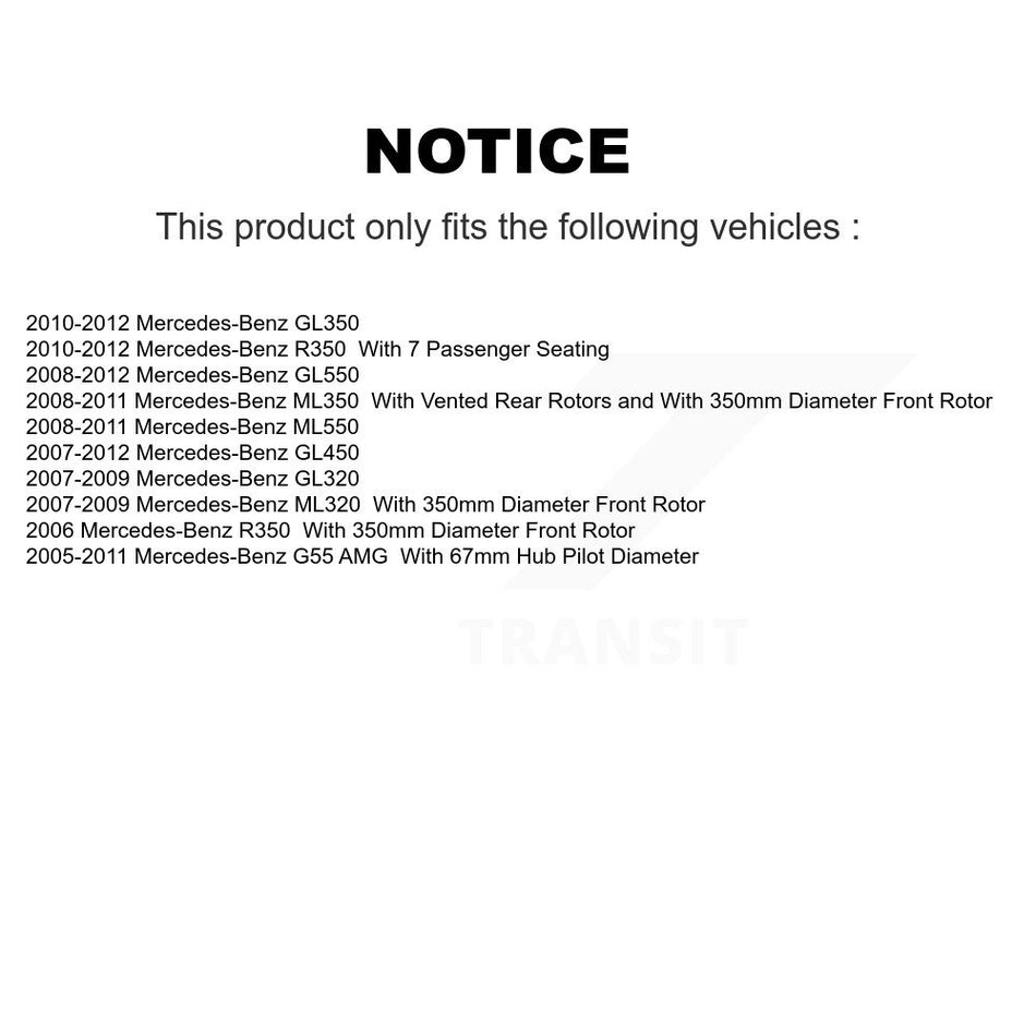 Front Coated Disc Brake Rotors Pair For Mercedes-Benz ML350 GL450 R350 GL550 ML320 GL350 ML550 GL320 KG-100247