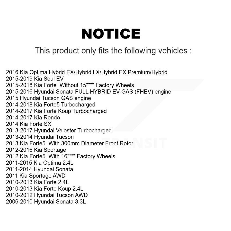 Front Coated Disc Brake Rotors Pair For Hyundai Sonata Kia Optima Forte Tucson Sportage Veloster Forte5 Koup Soul EV Rondo KG-100252