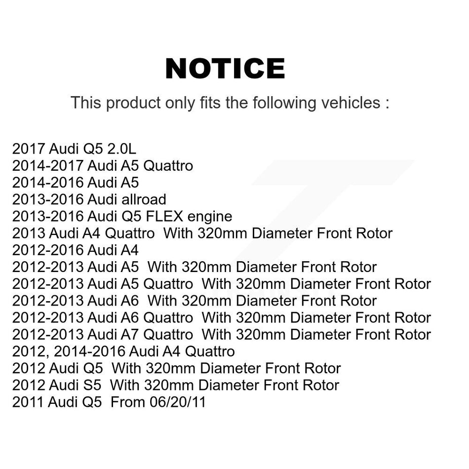 Front Coated Disc Brake Rotors Pair For Audi Q5 A4 A5 Quattro A7 allroad A6 S5 KG-100336