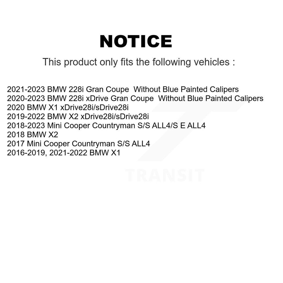 Front Coated Disc Brake Rotors Pair For BMW X1 Mini Cooper Countryman X2 228i xDrive Gran Coupe KG-100373