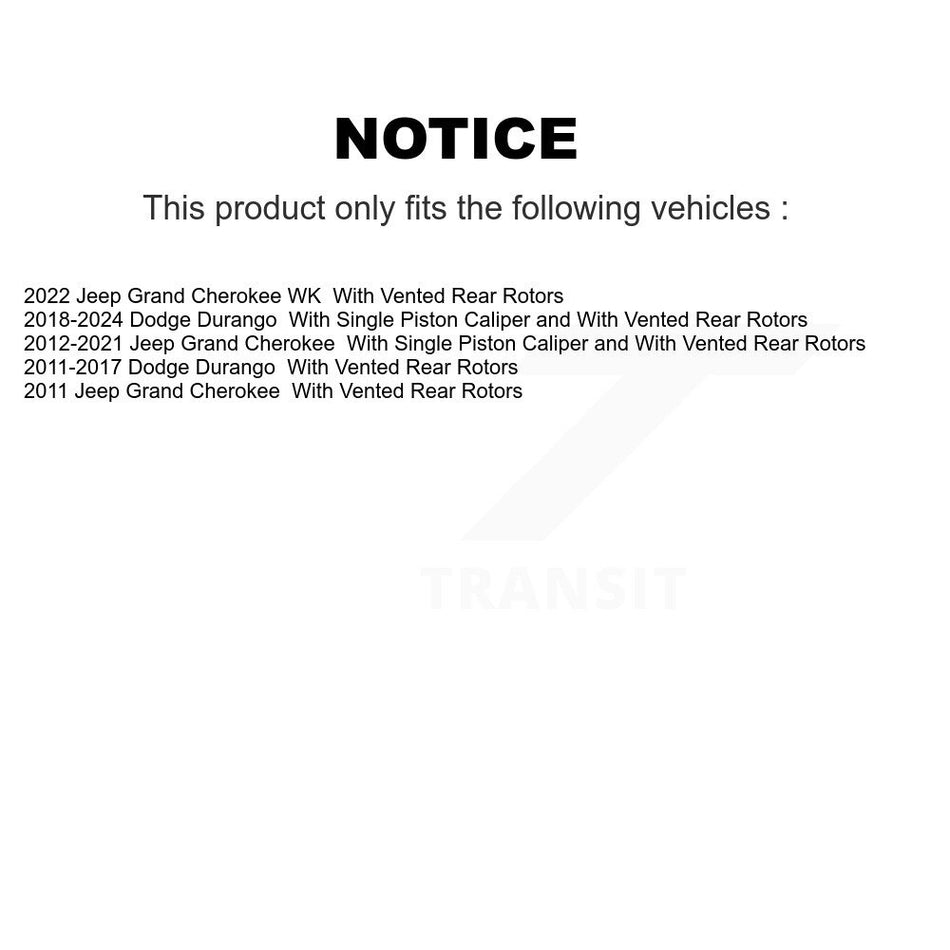 Rear Coated Disc Brake Rotors Pair For Jeep Grand Cherokee Dodge Durango WK KG-100486