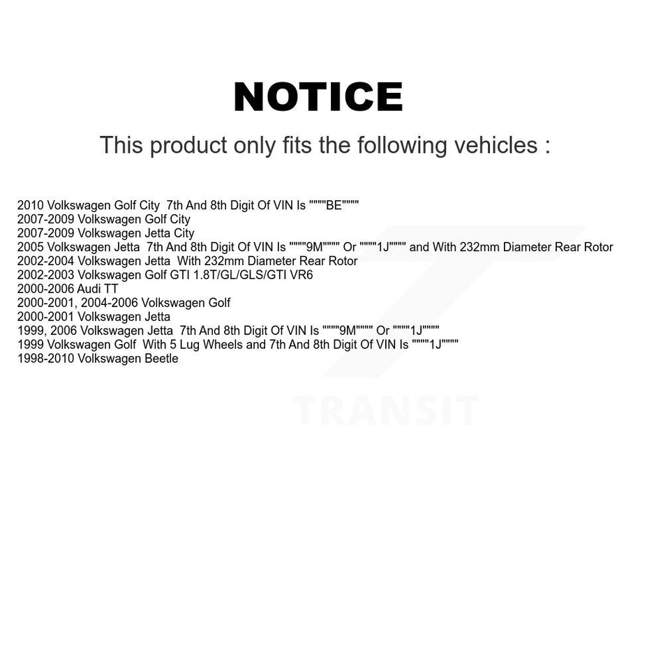 Rear Coated Disc Brake Rotors Pair For Volkswagen Jetta Beetle Golf Audi TT City KG-100507