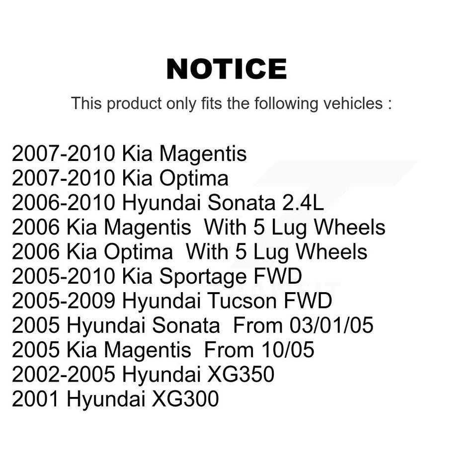 Rear Coated Disc Brake Rotors Pair For Hyundai Sonata Kia Sportage Tucson Optima XG350 XG300 Magentis KG-100523