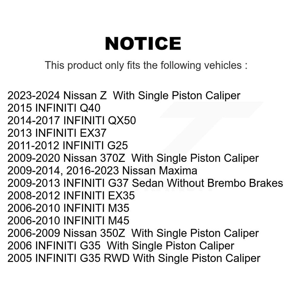 Rear Coated Disc Brake Rotors Pair For Nissan INFINITI Maxima G37 G35 M35 370Z 350Z QX50 EX35 G25 M45 Q40 EX37 Z KG-100551