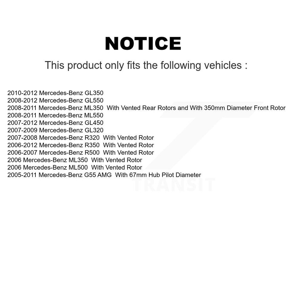 Rear Coated Disc Brake Rotors Pair For Mercedes-Benz ML350 GL450 R350 GL550 GL350 ML500 ML550 GL320 R500 R320 KG-100568