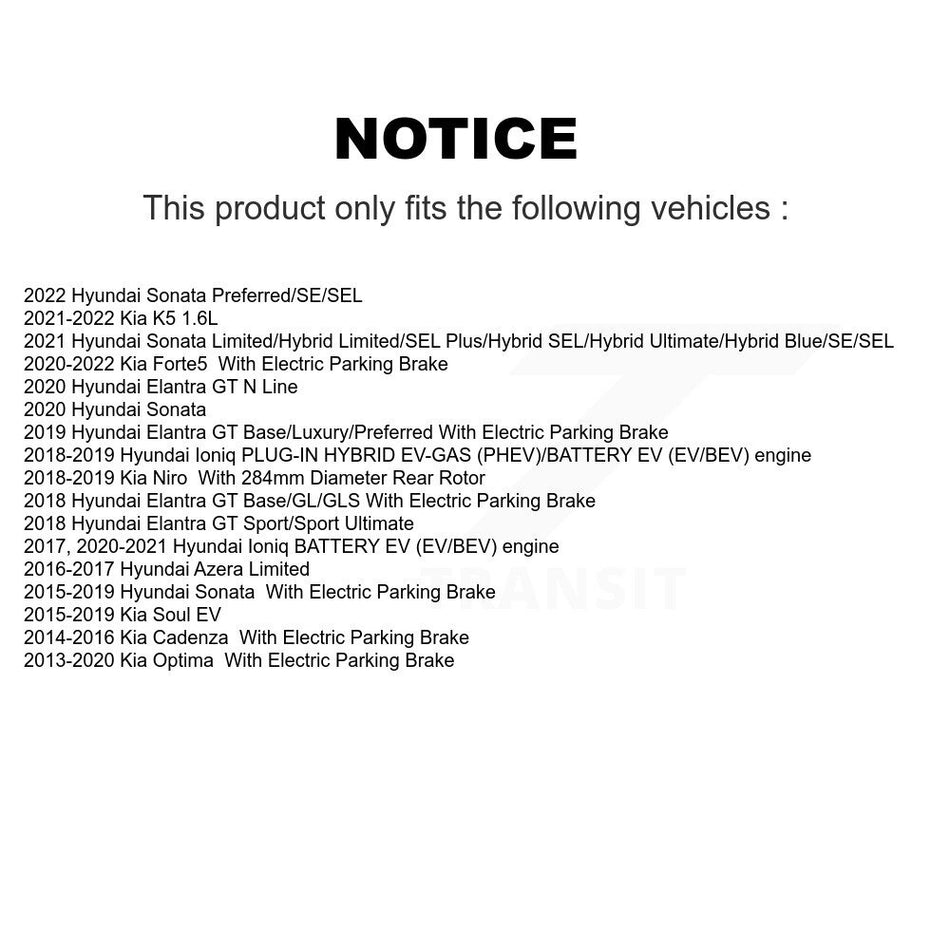 Rear Coated Disc Brake Rotors Pair For Kia Optima Hyundai Sonata Niro Ioniq Cadenza Elantra GT Azera Soul EV K5 Forte Forte5 KG-100655