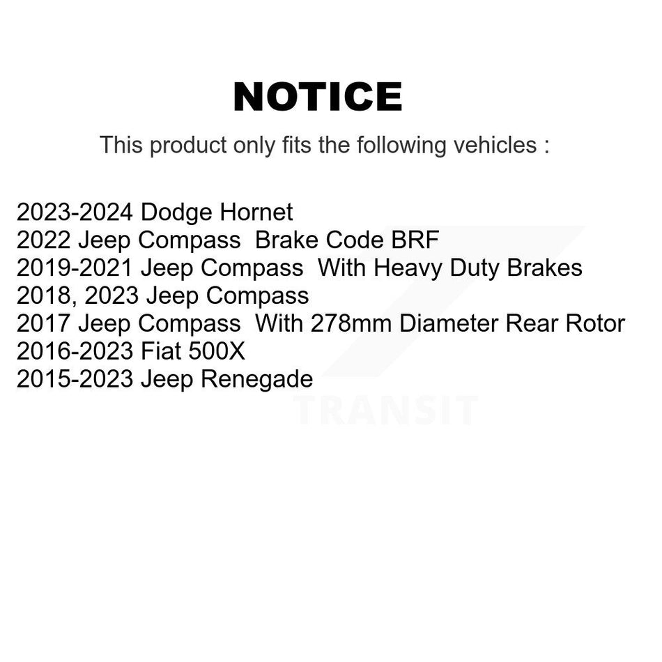 Rear Coated Disc Brake Rotors Pair For Jeep Renegade Compass Fiat 500X KG-100664