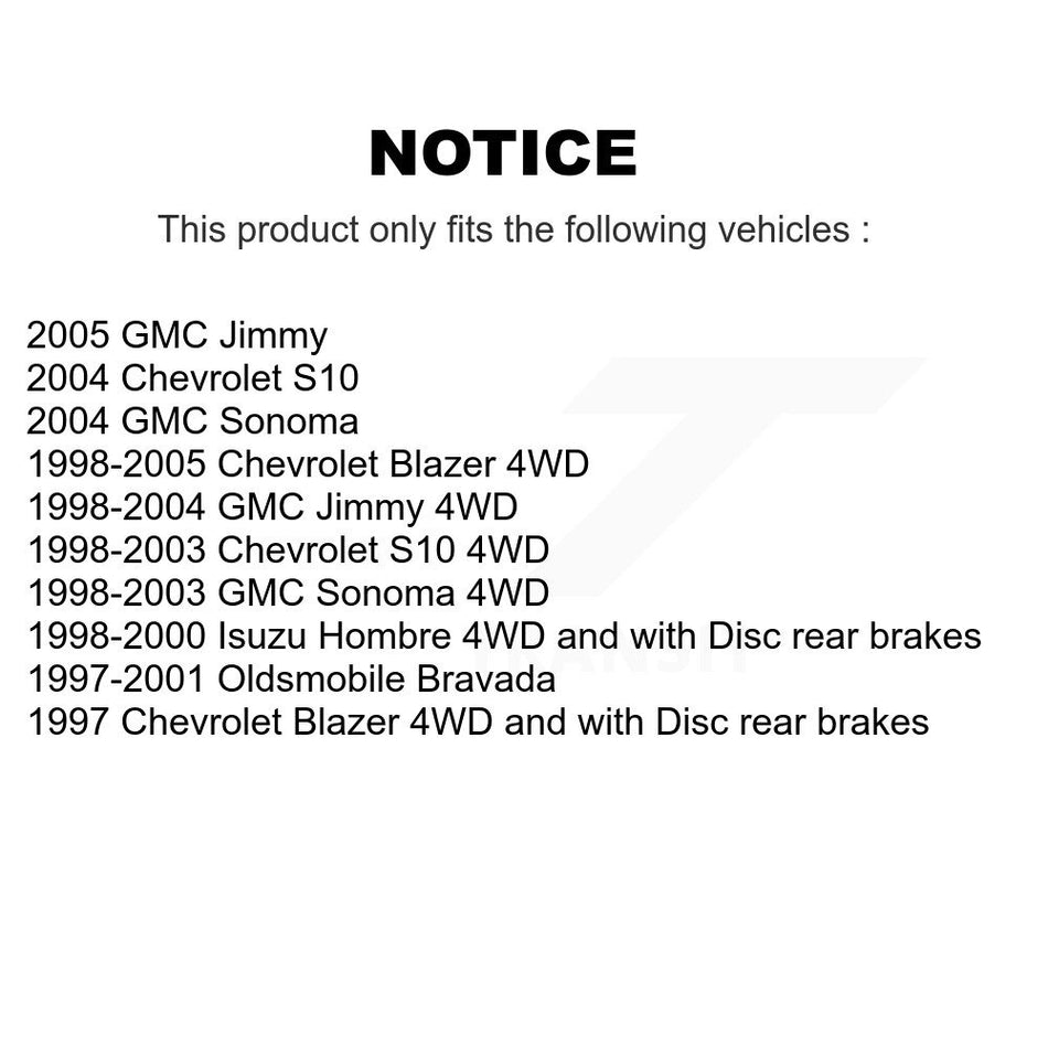 Front Rear Coated Disc Brake Rotors Kit For Chevrolet S10 Blazer GMC Sonoma Jimmy Oldsmobile Bravada Isuzu Hombre KG-100695
