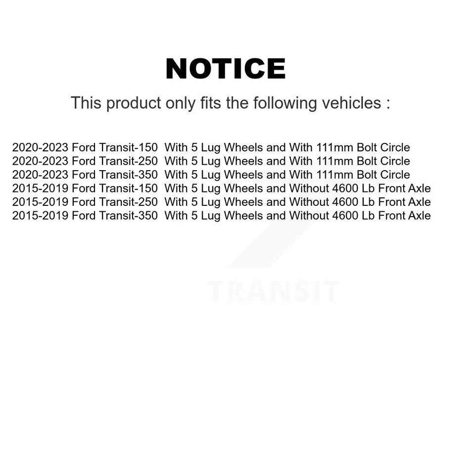 Front Rear Coated Disc Brake Rotors Kit For Ford Transit-250 Transit-350 Transit-150 KG-100810