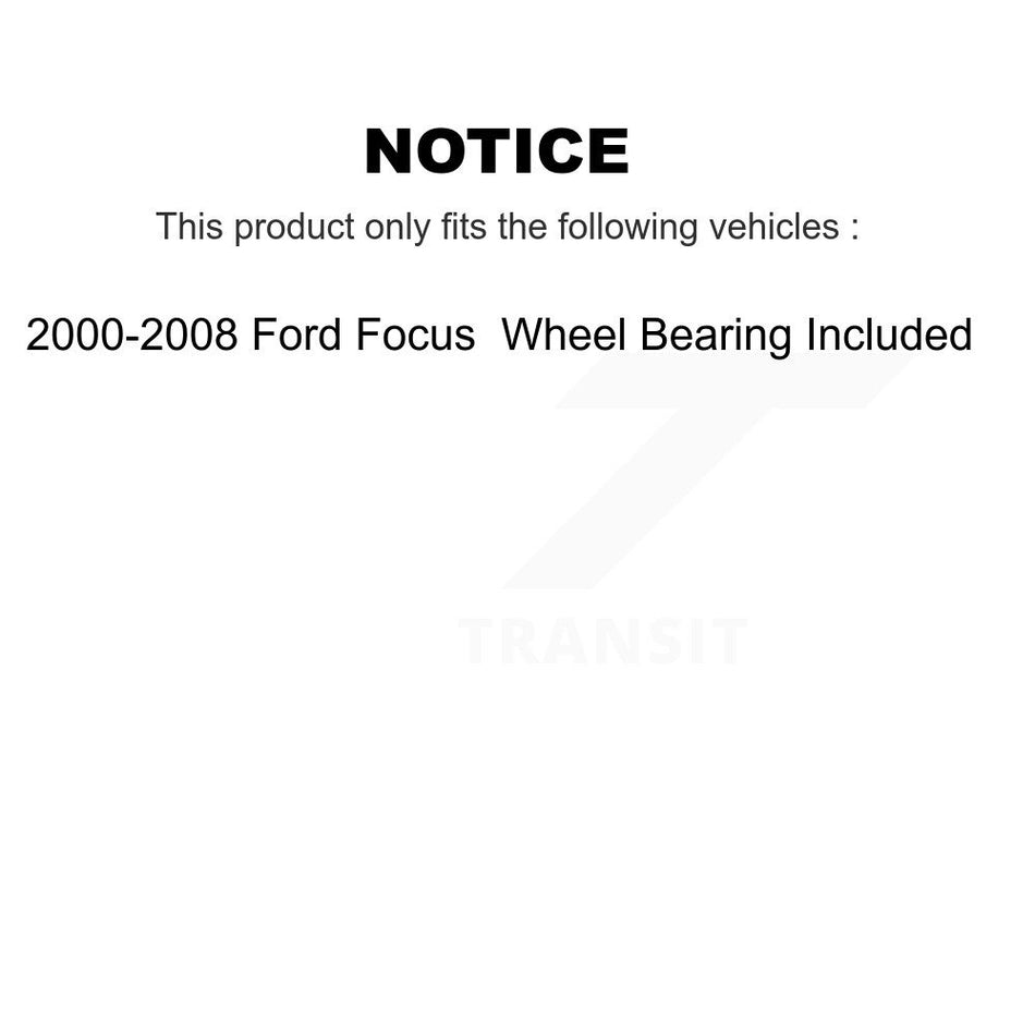 Rear Coated Brake Drums Pair For 2000-2008 Ford Focus Wheel Bearing Includes KG-101402