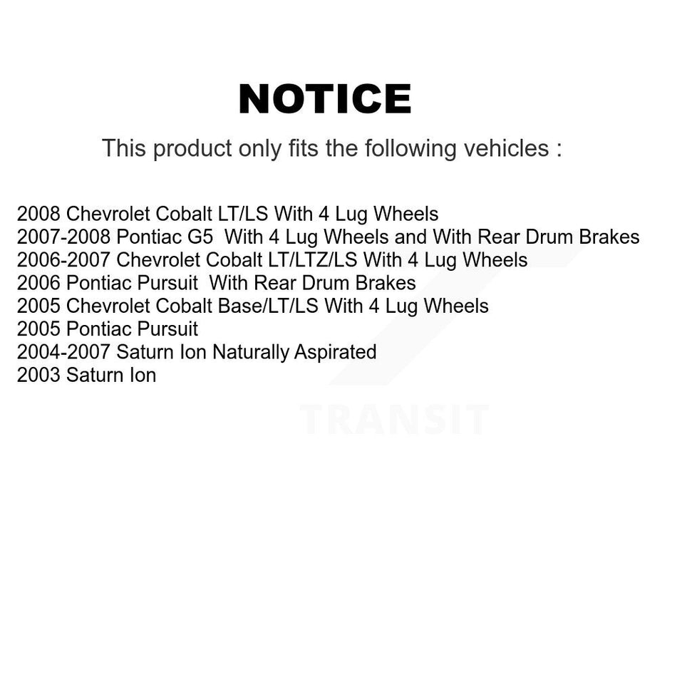 Front Rear Disc Brake Rotors Drums Kit For Chevrolet Cobalt Saturn Ion Pontiac G5 Pursuit KG-101443