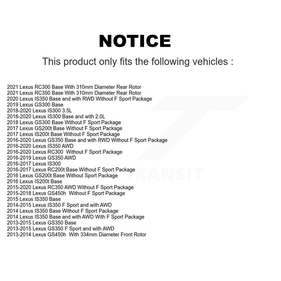 Front Rear Coated Disc Brake Rotors And Hub Assembly Kit For Lexus GS350 IS300 IS200t IS350 RC350 RC300 RC200t GS300 GS200t GS450h KG-101475