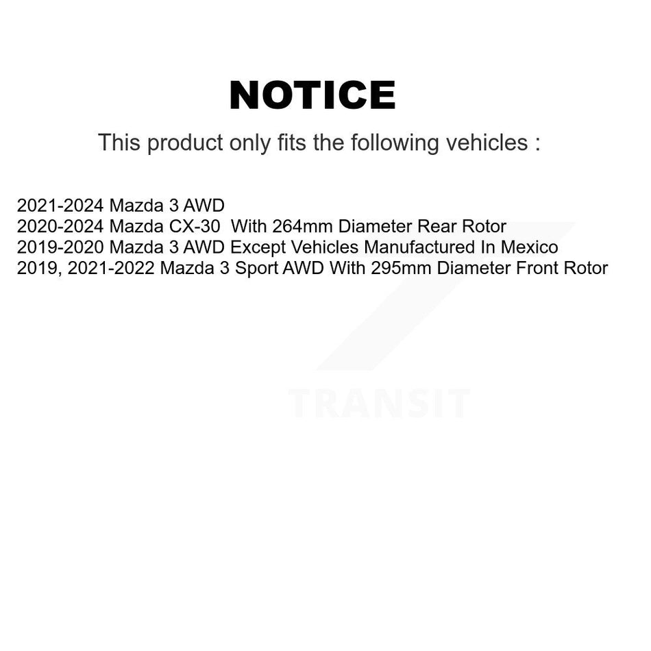 Front Rear Coated Disc Brake Rotors Kit For Mazda 3 CX-30 KG-101592