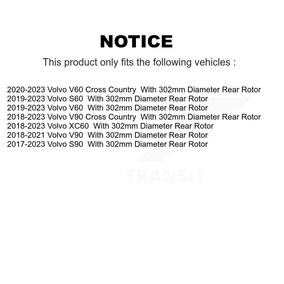 Rear Coated Disc Brake Rotors Pair For Volvo XC60 S90 S60 V90 Cross Country V60 With 302mm Diameter Rotor KG-101656