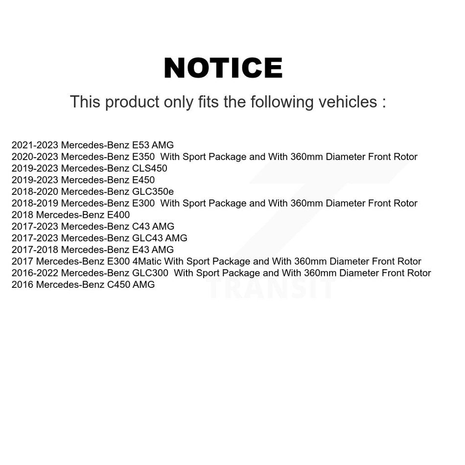Front Coat Brake Rotor Pair For Mercedes-Benz GLC300 C43 AMG GLC43 E450 E300 E400 E53 E350 KG-101976