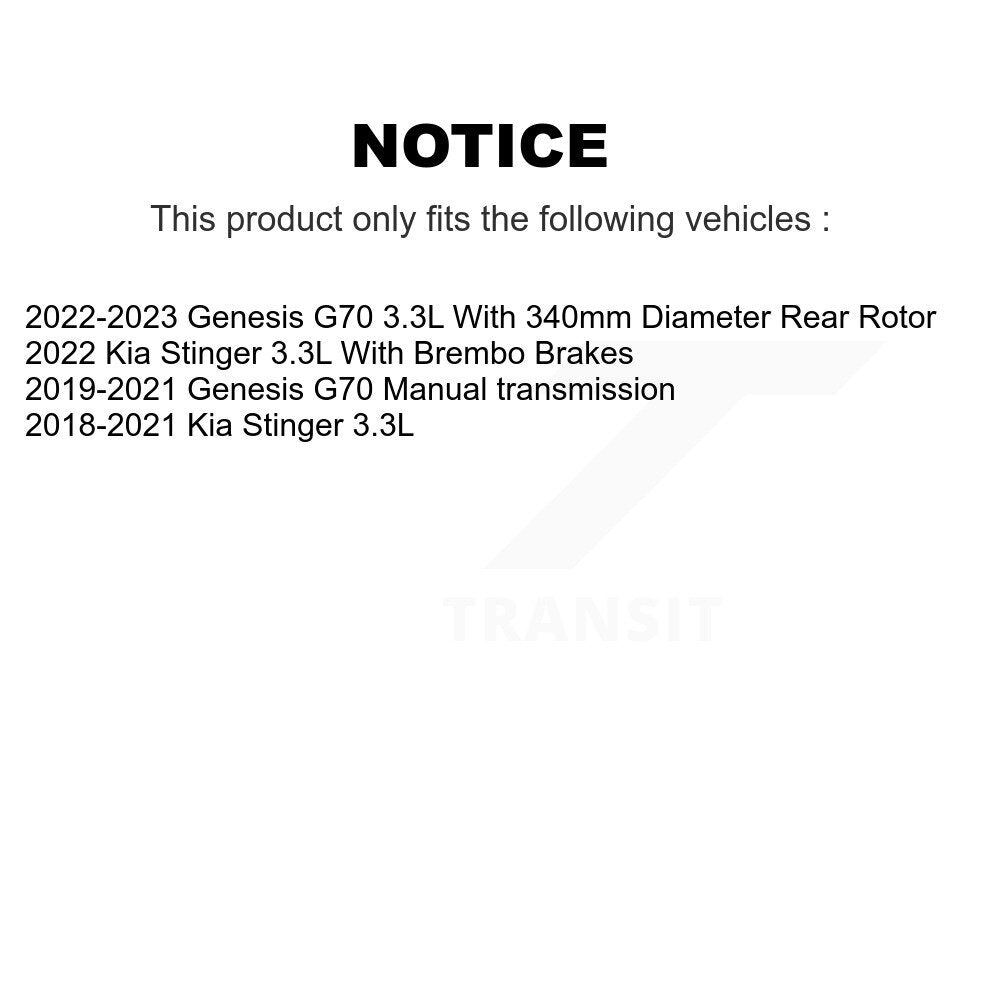 Rear Coated Disc Brake Rotors Pair For Genesis G70 Kia Stinger KG-102012