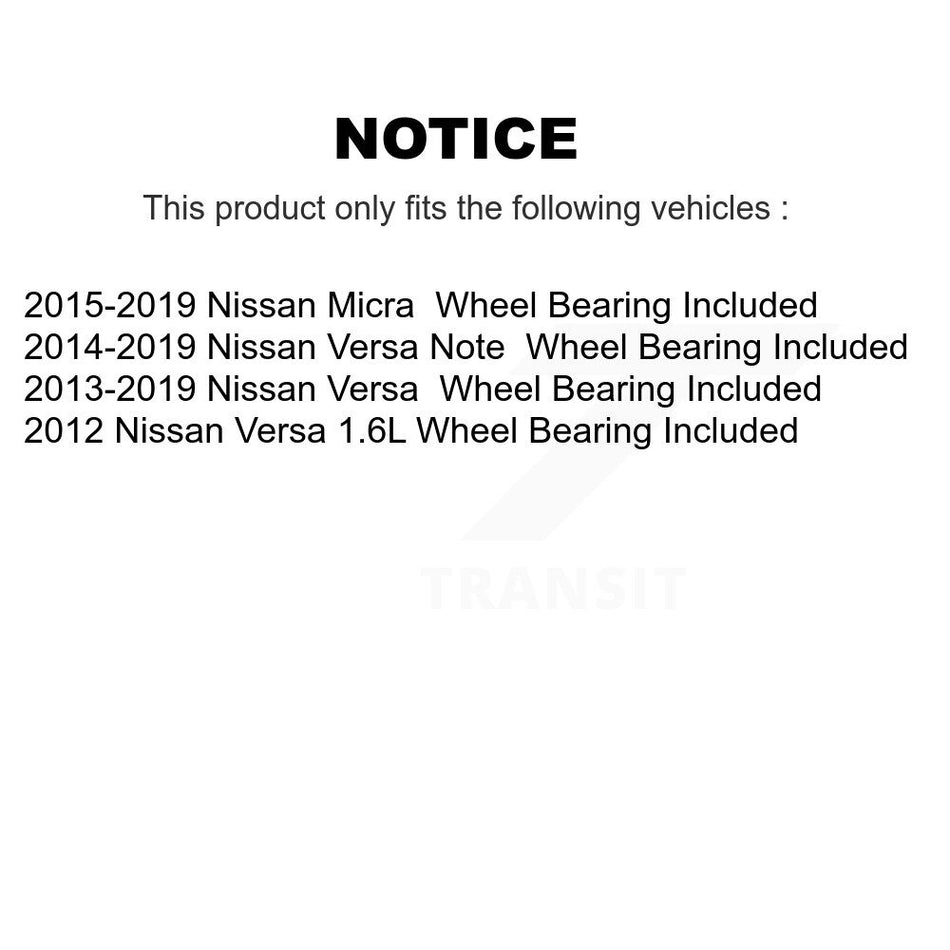 Rear Coated Brake Drums Pair For Nissan Micra Versa Note Wheel Bearing Included KG-102103