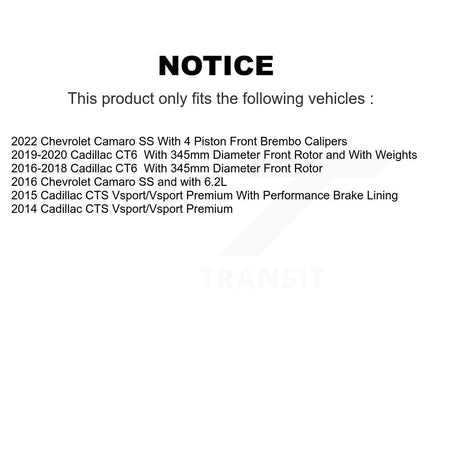 Front Coated Disc Brake Rotor Semi-Metallic Pad Kit For Cadillac Chevrolet Camaro CTS CT6 KGA-100055