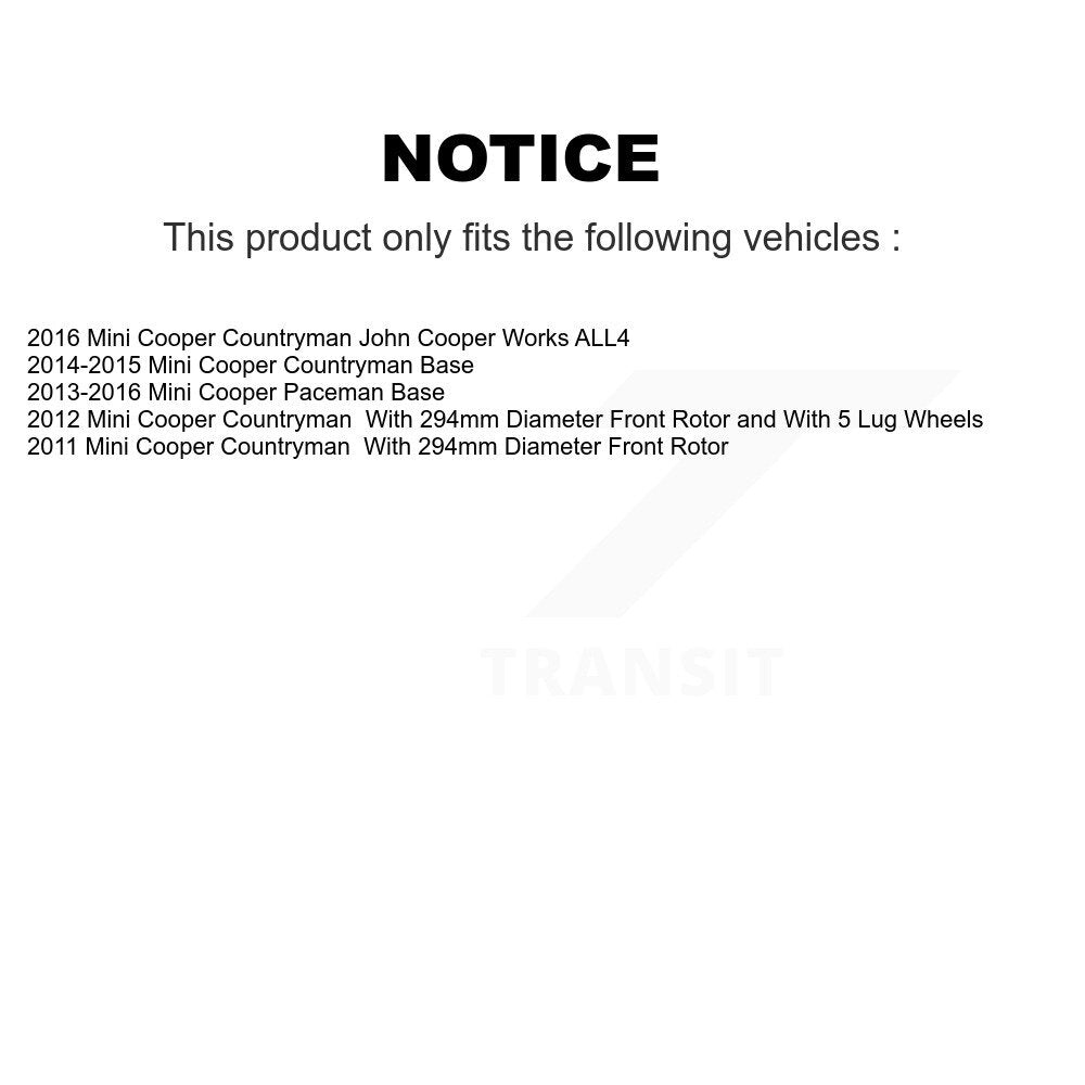 Front Coated Disc Brake Rotors & Semi-Metallic Pad Kit For Mini Cooper Countryman Paceman KGA-100062