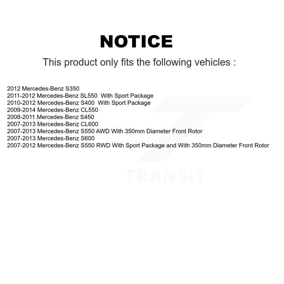 Front Coat Brake Rotor Semi-Metallic Pad Kit For Mercedes-Benz S550 S450 SL550 CL550 S350 KGA-100106