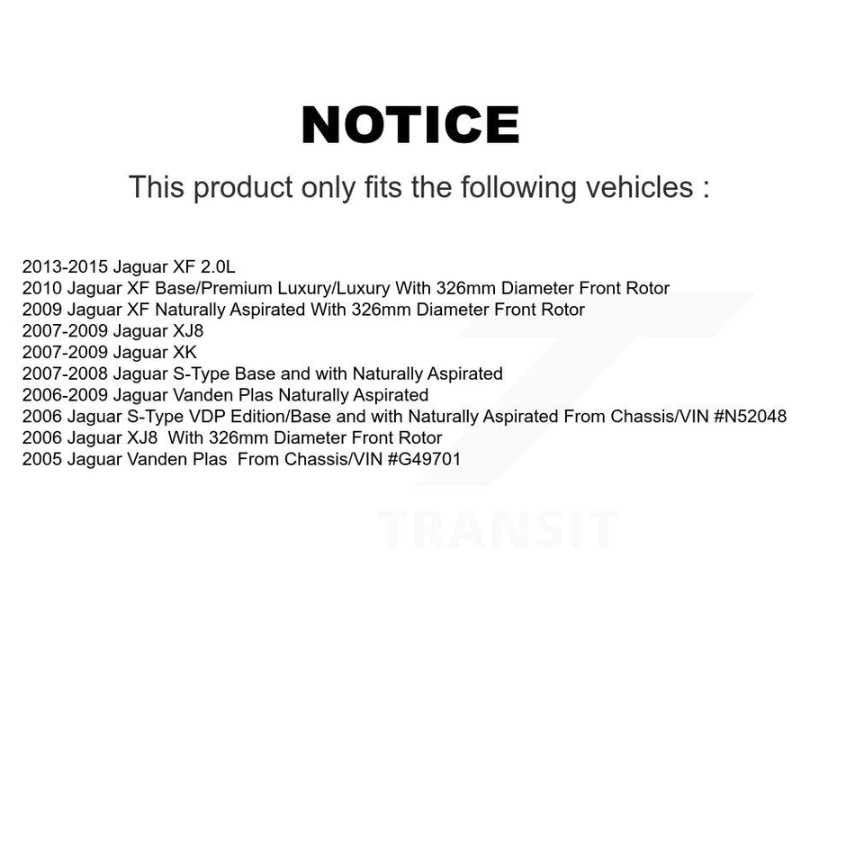 Front Coat Disc Brake Rotor Semi-Metallic Pad Kit For Jaguar XF XK Vanden Plas S-Type XJ8 KGA-100111