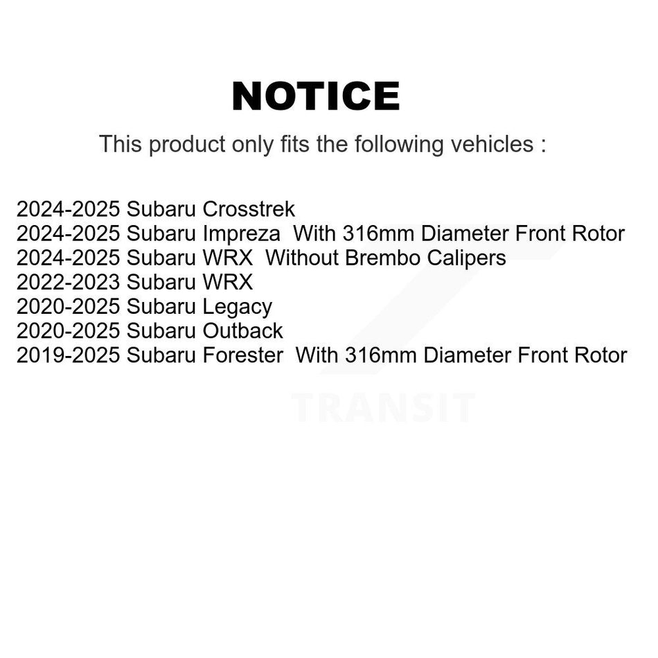 Front Coated Brake Rotor Ceramic Pad Kit For Subaru Forester Outback Crosstrek WRX Legacy KGA-100193