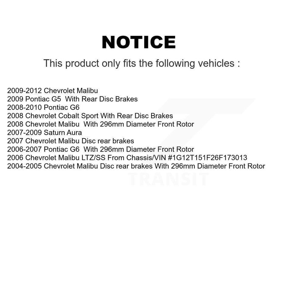 Front Coated Brake Rotor Ceramic Pad Kit For Chevrolet Malibu Pontiac G6 Cobalt G5 Saturn KGA-100325
