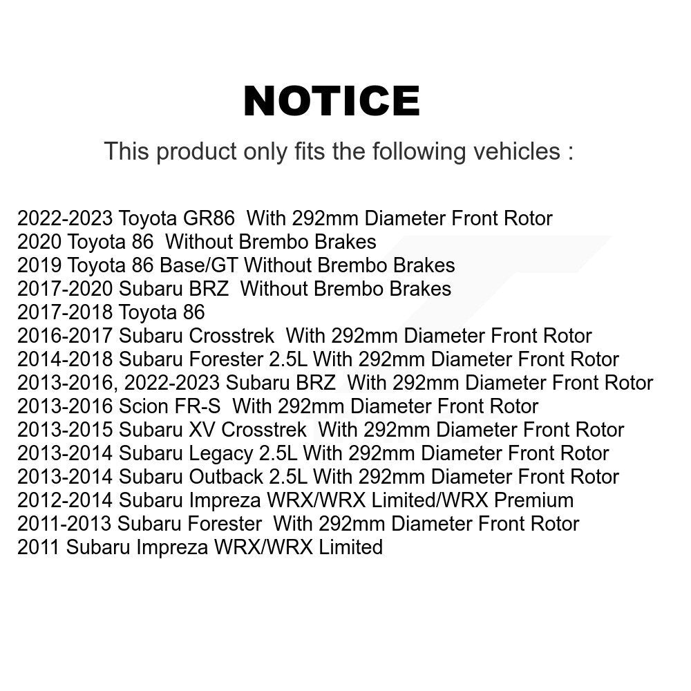 Front Coated Brake Rotor Ceramic Pad Kit For Subaru Forester Impreza XV Crosstrek Outback KGA-100337